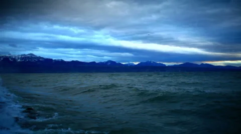 Lausanne port  in evening Stock Footage 34254267