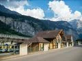 Lauterbrunnen village Switzerland main road and alp mountains at sunny day Photo
