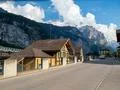 Lauterbrunnen village Switzerland main road and alp mountains at sunny day Photo