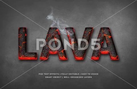 Lava 3d text style effect mockup - PSD Template Modello PSD