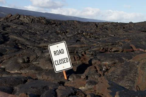 Lava blocked the road Foto stock