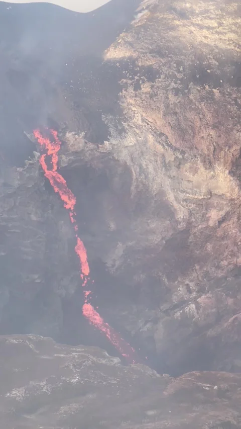 Lava Cascade Inside Bocca Nuova Crater, Etna, Italy - 19 Jun 2024 Video stock 327332923