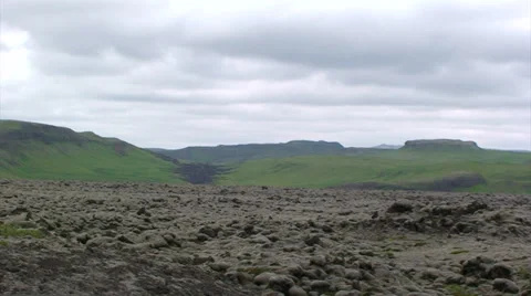 Lava covered with moss, cloudy landscape Stock Footage 37686037