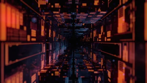 Lava cubes VJ CGI tunnel loop Stock Footage 234249302