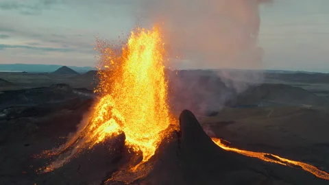 Lava Erupting From Fagradalsfjall Volcano In Reykjanes Peninsula, Iceland Stock Footage