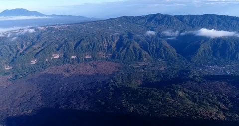 Lava fields at the bottom of volcano Stock Footage 114587827