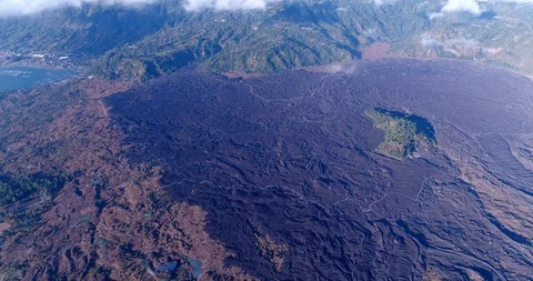 Lava fields at the bottom of volcano Stock Footage 114588245