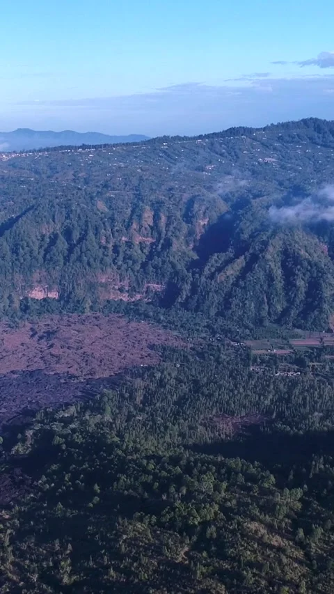 Lava fields at the bottom of volcano Stock Footage 230292084