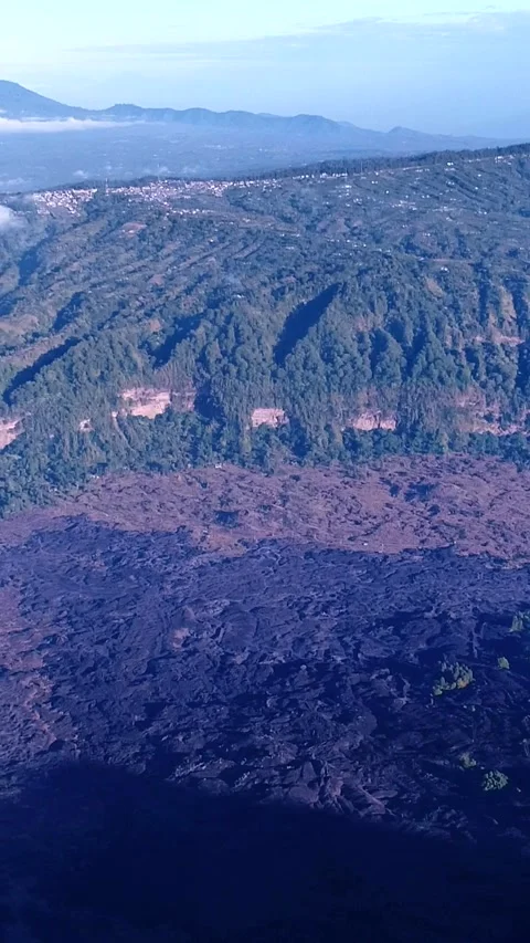 Lava fields at the bottom of volcano Video stock 230292269