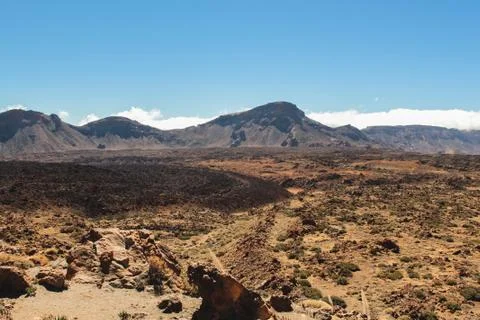 Lava fields at the foot of Teide volcano, Canary Islands Stock Photos
