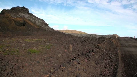 Lava Fields in Iceland Present a Rough Barren Land Stockbeeldmateriaal 321063190