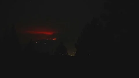 Lava Fire at Night Stock Footage 156569168