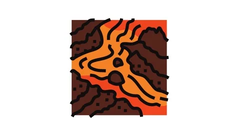 Lava flow color icon animation Stock Footage 326099230