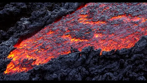 Lava Flow on Etna volcano - clear sharp details  Stock Footage 313008248