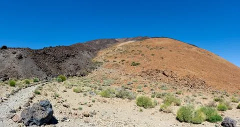 Lava flow on the hill-side of the Teide Volcano. Parque Nacional del Teide on Stock Photos