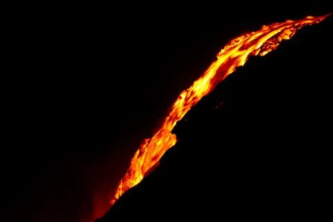 Lava flow at night Stock-Fotos