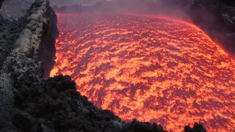 Lava flow on the volcano Etna. Stock Footage 95478061