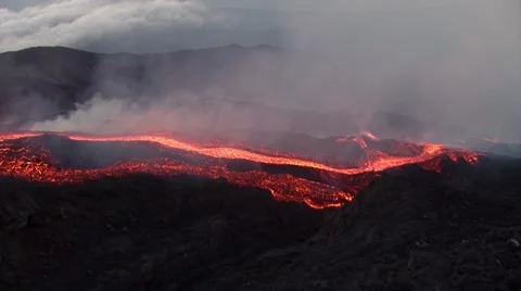 Lava flowing on Mount Etna Stock Footage 49177872