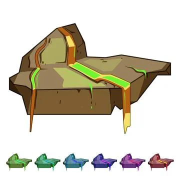 Lava flowing over rock platform graphic Ilustração Stock