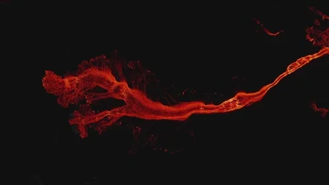 Lava Flows Moving Across Dark Terrain in a Volcanic Landscape Aerial View 库存影片 331044505