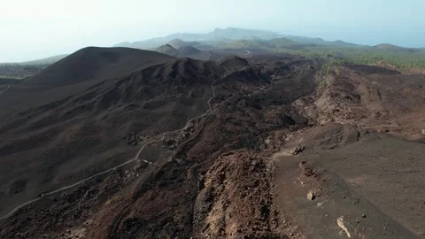 Lava flows near mount Teide, on Tenerife island, Spain Stock Footage 254974127