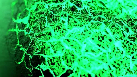 Lava like glowing green abstract texture slowly moves across black Stock Footage 327518845