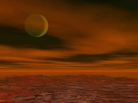 Lava ground by red night background - 3D render Stock Illustration