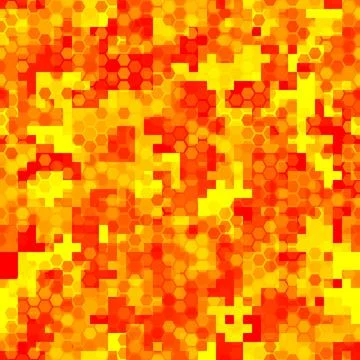 Lava Halftone Modern Design Backdrop. Hot Red Bright Pixel Camouflage Illustrazione stock