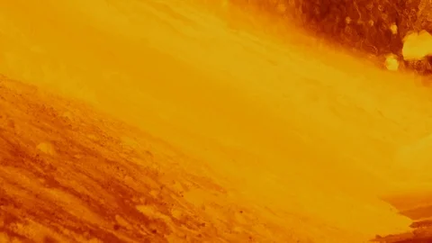 Lava inside active volcano, hot liquid flow erupting Stock Footage 124736936