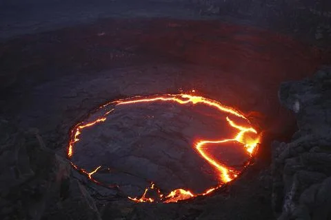 Lava Lake Inside Active Volcano Photograph Stock Photos