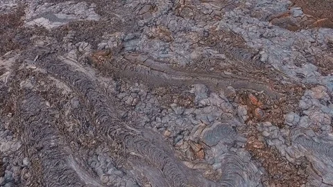 Lava melted everything in its path. AERIAL drone volcano and lava Stock Footage 72718871