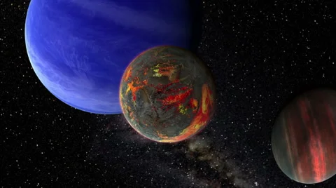Lava Moon and exoplanets Stock Footage 55313800