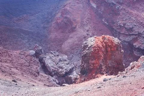 Lava on Mount Etna, active volcano on the east coast of Sicily, Italy Stock Photos
