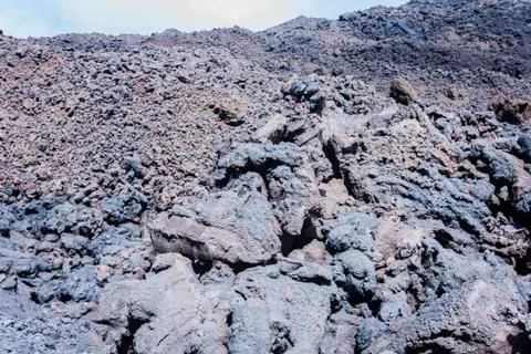 Lava on Mount Etna, active volcano on the east coast of Sicily, Italy Stock Photos