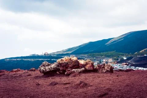 Lava on Mount Etna, active volcano on the east coast of Sicily, Italy. Stock Photos
