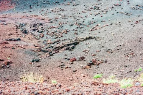 Lava on Mount Etna, active volcano on the east coast of Sicily, Italy. Stock Photos