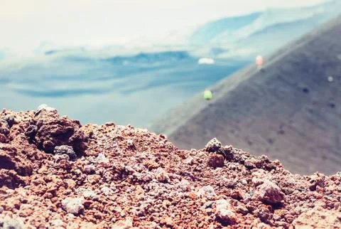Lava on Mount Etna, active volcano on the east coast of Sicily, Italy Foto stock