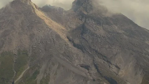 The lava path of the volcano slopes before it eruption Stock Footage 143529737