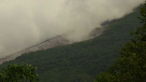 The lava path of the volcano slopes before it eruption Stock Footage 143529892