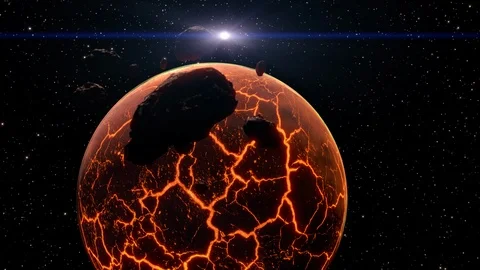 Lava-Planet - Flying Towards The Surface Space 01 Stock Footage 105882480
