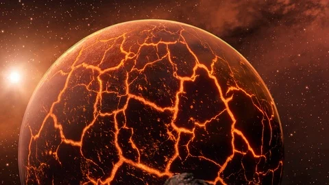 Lava-Planet - Follow Asteroids Space 08 Stock Footage 105882987