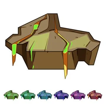 Lava platform with molten rock flowing 스톡 일러스트