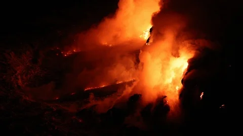 Lava reaching ocean from lava stream on Big Island Hawaii volcano eruption Video stock 112317421