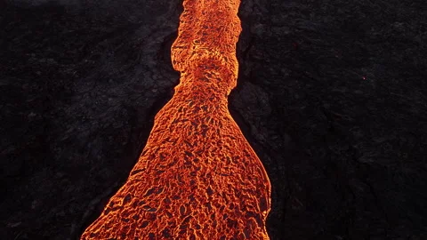 Lava River, Dramatic Volcanic Eruption, Magma River in Iceland Video stock 316503358