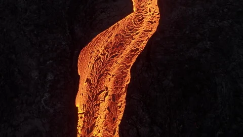 Lava River, Dramatic Volcanic Eruption, Magma River in Iceland Video stock 316503580