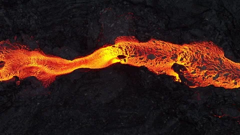 Lava River, Dramatic Volcanic Eruption, Magma River in Iceland Video stock 316504038