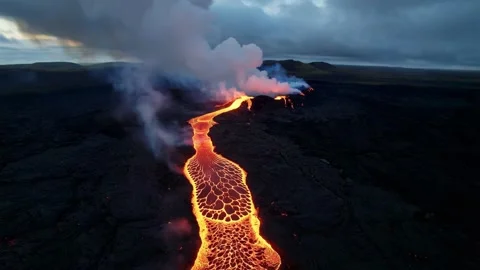 Lava river flowing Stock Footage 308727391