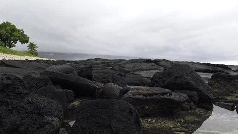 Lava rocks on the beach 스톡 동영상 81643149
