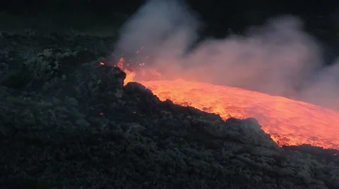 Lava spattering on Mount Etna Stock Footage 49172948