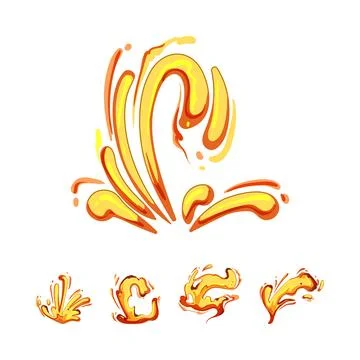 Lava splash animation effect liquid hot burst elements Illustrazione stock